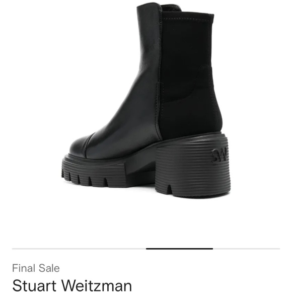 Stuart Weitzman 5050 Soho 70mm Leather Booties Black, 10 - New - Picture 4 of 9